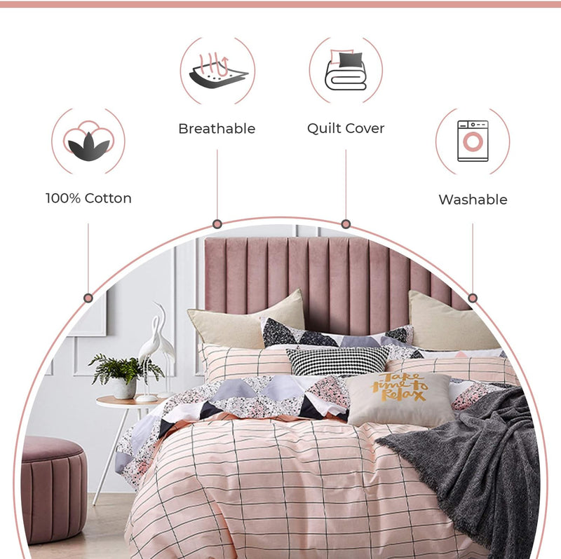 Gioia Casa 100% Cotton Annie Reversible Printed Quilt Cover Set - Super King Size