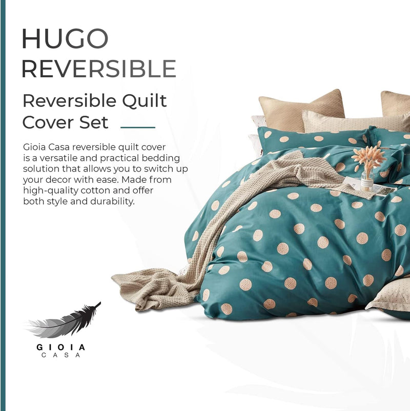 Gioia Casa 100% Cotton Hugo Reversible Printed Quilt Cover Set - Super King Size
