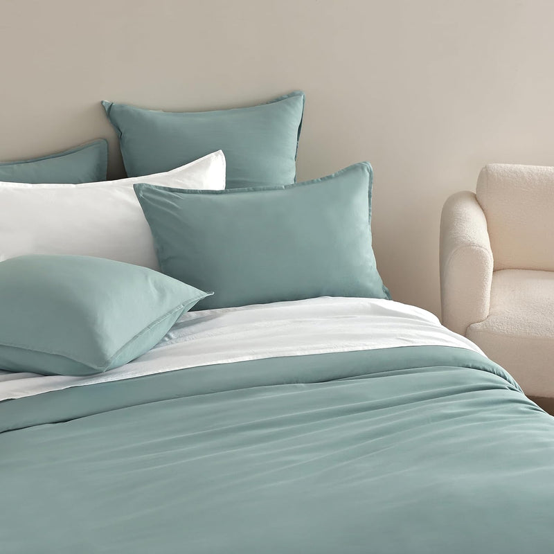 Vintage Washed Microfibre Quilt Cover Set (3Pcs) - Seafoam - Super King Size