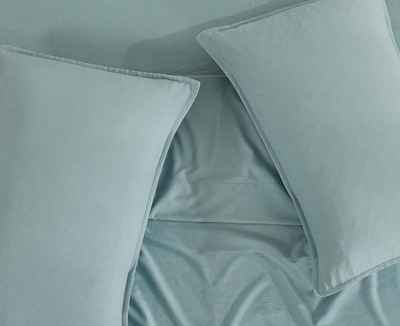 Vintage Washed Microfibre Quilt Cover Set (3Pcs) - Seafoam - Super King Size