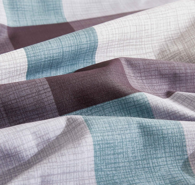 Print Microfibre Quilt Cover Set - Ultra Soft with Zipper Closure (Stanley, Super King Size)