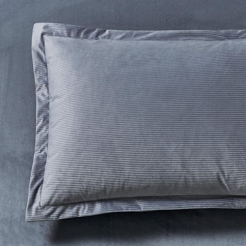 Set of 2 Super Soft Corduroy Velvet Standard Pillowcase - Steel