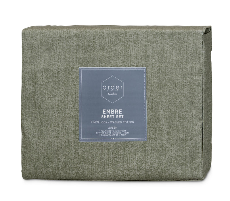 Embre Linen Look Washed Cotton SHEET SET - QUEEN