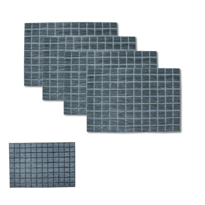 Choice Set of 4 Reversible PVC Table Placemats Checkered Grey