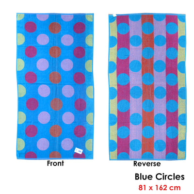 Jacquard Velour Reversible Beach Towel Blue Circles