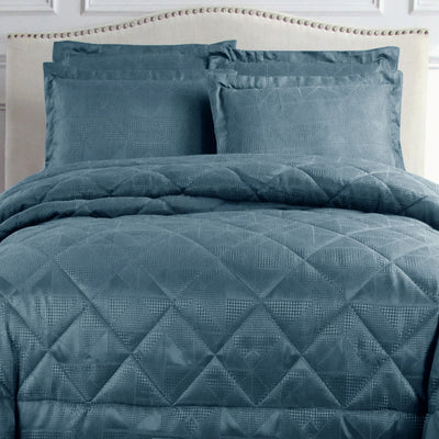 Hotel Living Eli Jacquard Comforter Set Queen Blue