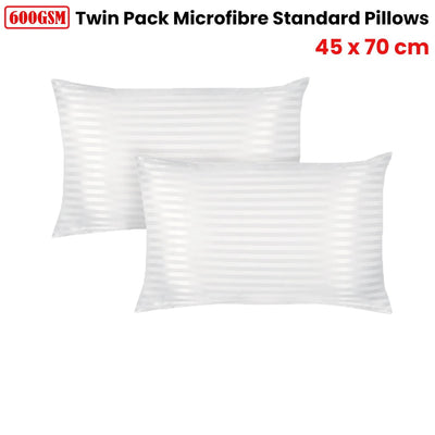 600GSM Twin Pack Microfibre Standard Pillows 45 x 70 cm