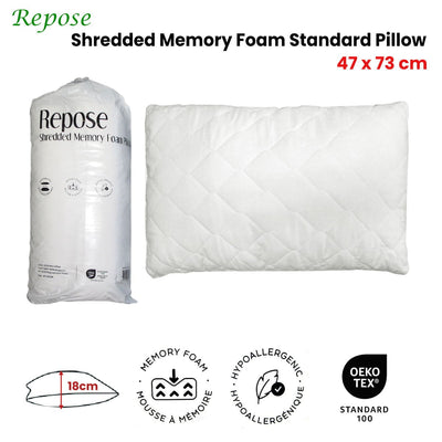 Repose Shredded Memory Foam Standard Pillow 47x73cm