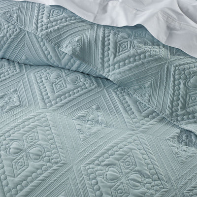 Bianca Aspen Sky Blue Embroidered Bedspread Set Super King