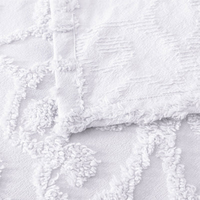 Bianca Ella White Cotton Chenille Floral Bedspread Set King Single