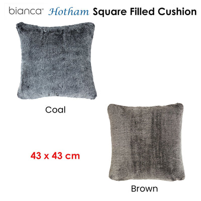 Bianca Hotham Square Filled Cushion 43 x 43 cm Coal