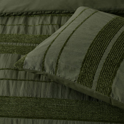 Bianca Avery Forest Chenille Striped Quilt Cover Set Queen