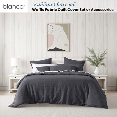 Bianca Kahlani Charcoal Waffle Quilt Cover Set Super King