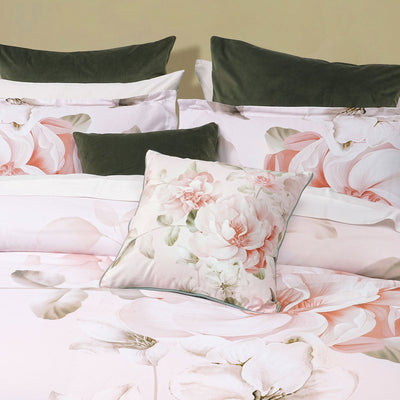 Bianca Layla White Floral Printed Cotton Sateen Quilt Cover Set Queen