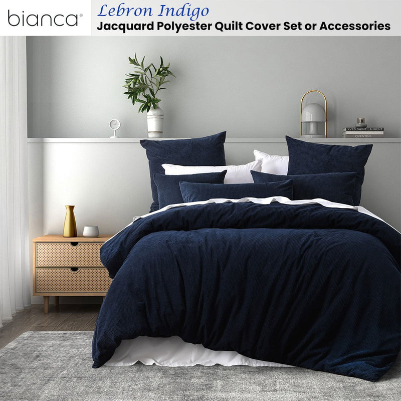 Bianca Lebron Indigo Jacquard Polyester Quilt Cover Set King