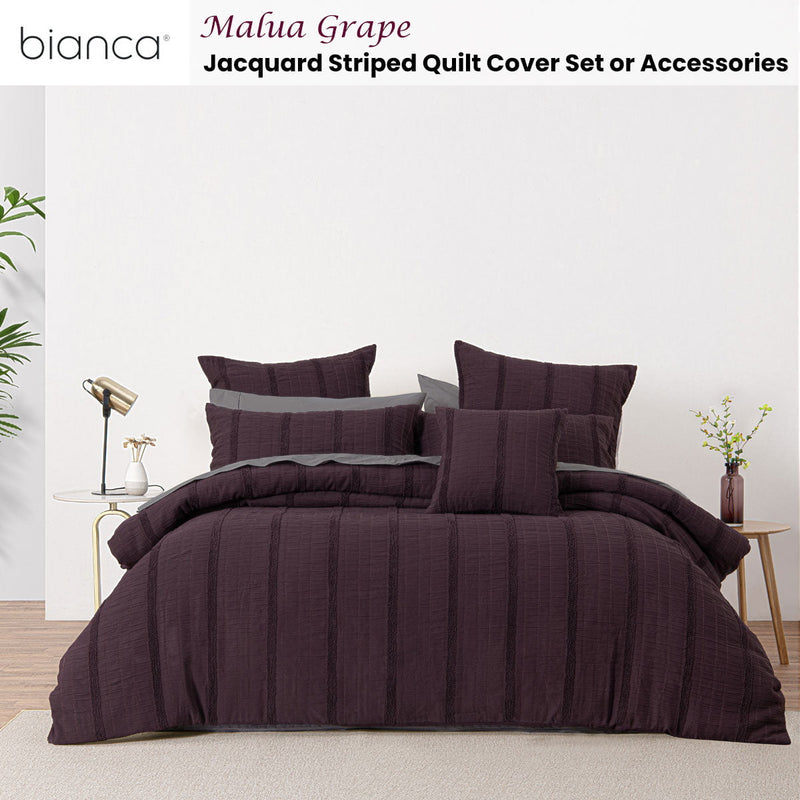 Bianca Malua Grape Jacquard Striped Quilt Cover Set King