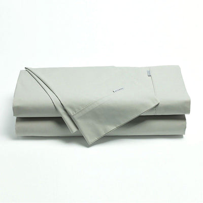 Bianca Heston Cotton Percale Sheet Set Silver Single