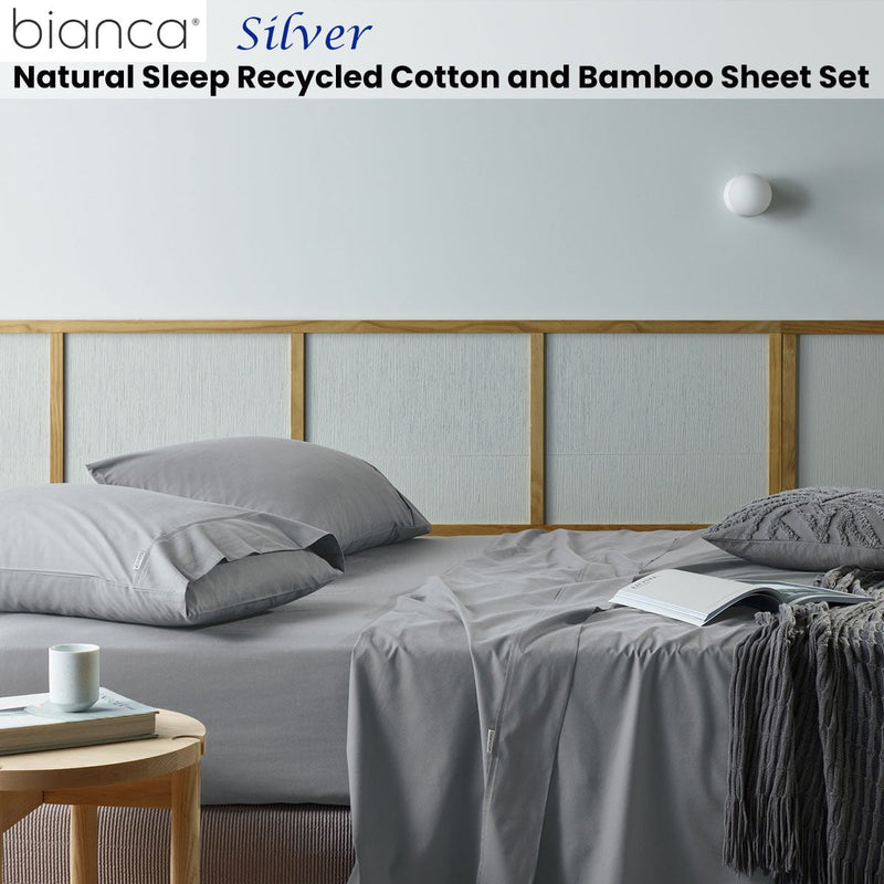 Bianca Natural Sleep Recycled Cotton and Bamboo Sheet Set Silver King