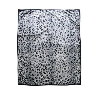 675gsm 2 Ply Animal Print Faux Mink Blanket Queen 200x240 cm Snow Leopard