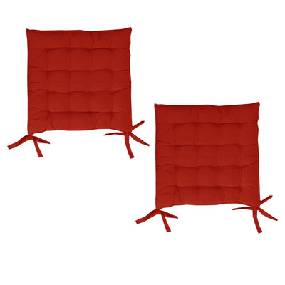 Set of 2 Chair Pads with Ties 40 x 40 cm Red