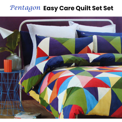 Belmondo Pentagon Triangles Easy Care Quilt Cover Set Queen