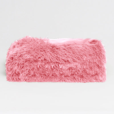 Hotel Living Long Hair Faux Fur Throw Rug Pink