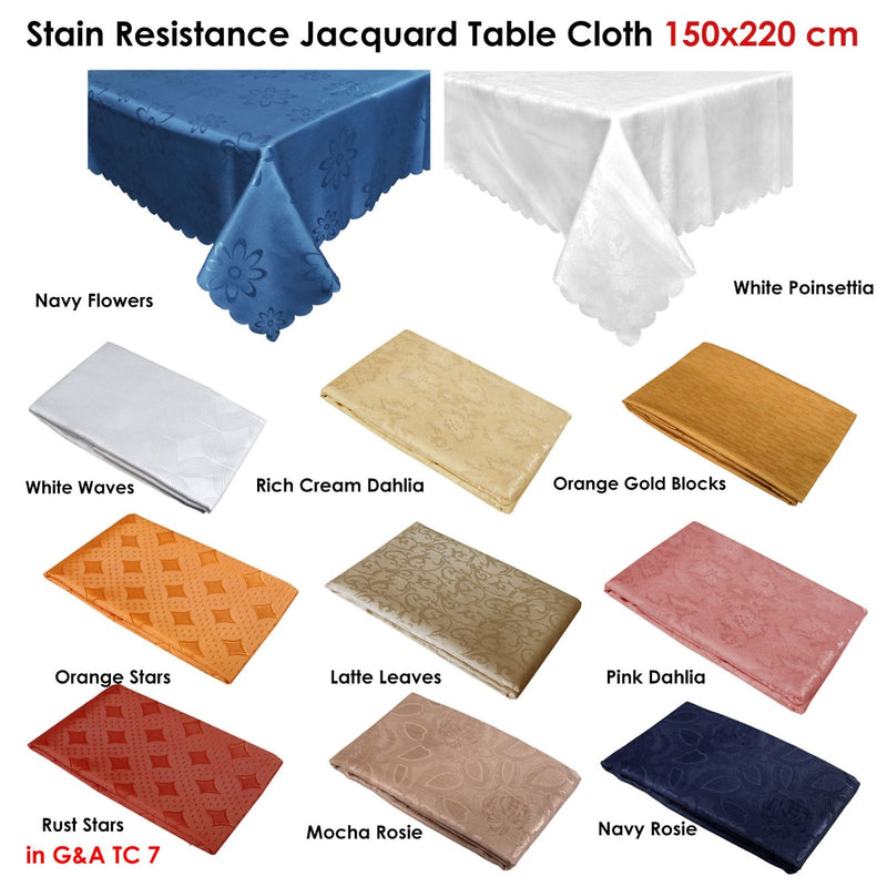 Jacquard Table Cloth Latte Leaves 150 x 220 cm