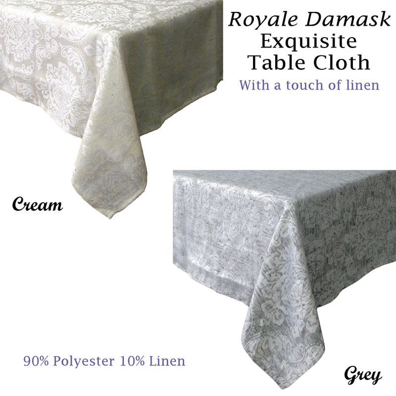 Royale Damask Table Cloth Cream 160 x 230 cm