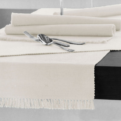 Hoydu Cotton Ribbed Table Runner 45cm x 200cm - IVORY