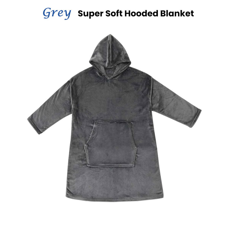 Accessorize Grey Super Soft Hooded Blanket Small/Medium