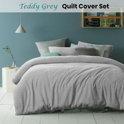 Accessorize Teddy Grey Quilt Cover Set Double