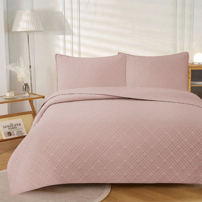 Jane Barrington Morris Blush Ultrasonic Embossed Lightly Quilted Reversible Coverlet Set King