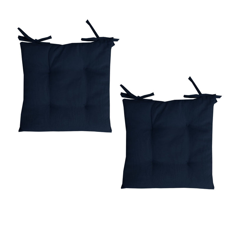 Set of 2 Outdoor Polyester Solid Chair Pads 40 x 40cm Navy Blue