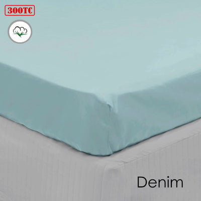 Algodon 300TC Cotton Fitted Sheet Long Single Size Denim