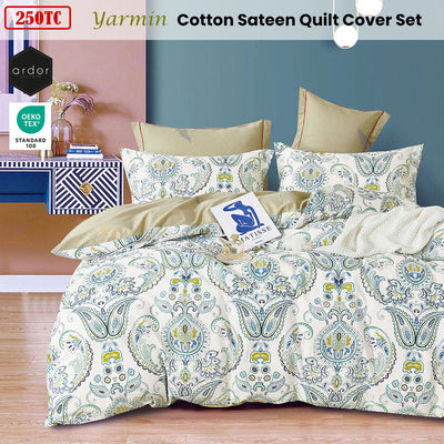 Ardor 250TC Yarmin Moroccan Cotton Sateen Quilt Cover Set Queen