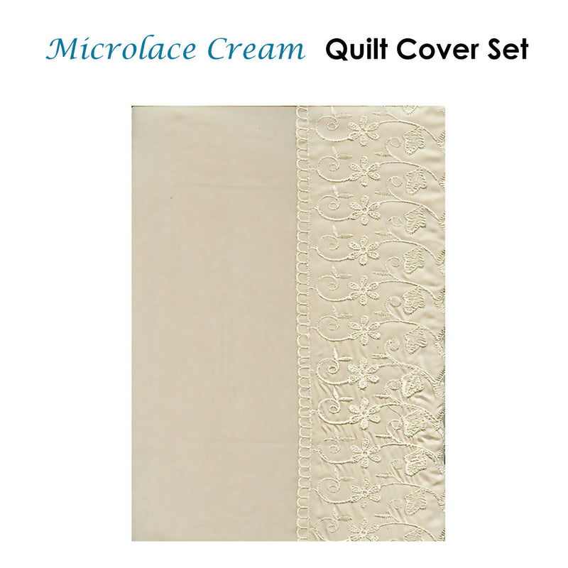 Essentially Home Living Microlace Cream Quilt Cover Set Single
