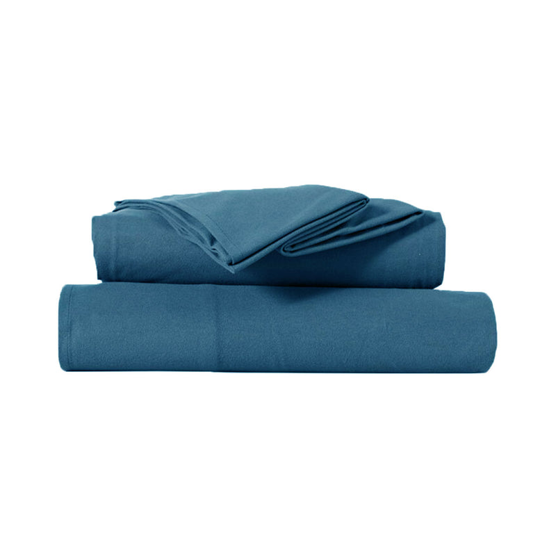 Kingtex Ultra-Soft Micro Flannel Sheet Set 40 cm Wall Steel Blue King