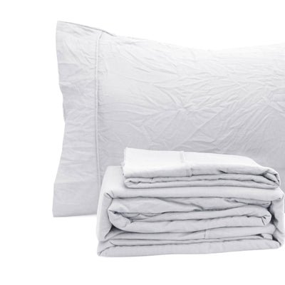 Ramesses White Pebble Wash Linen Look Alternative Sheet Set Single