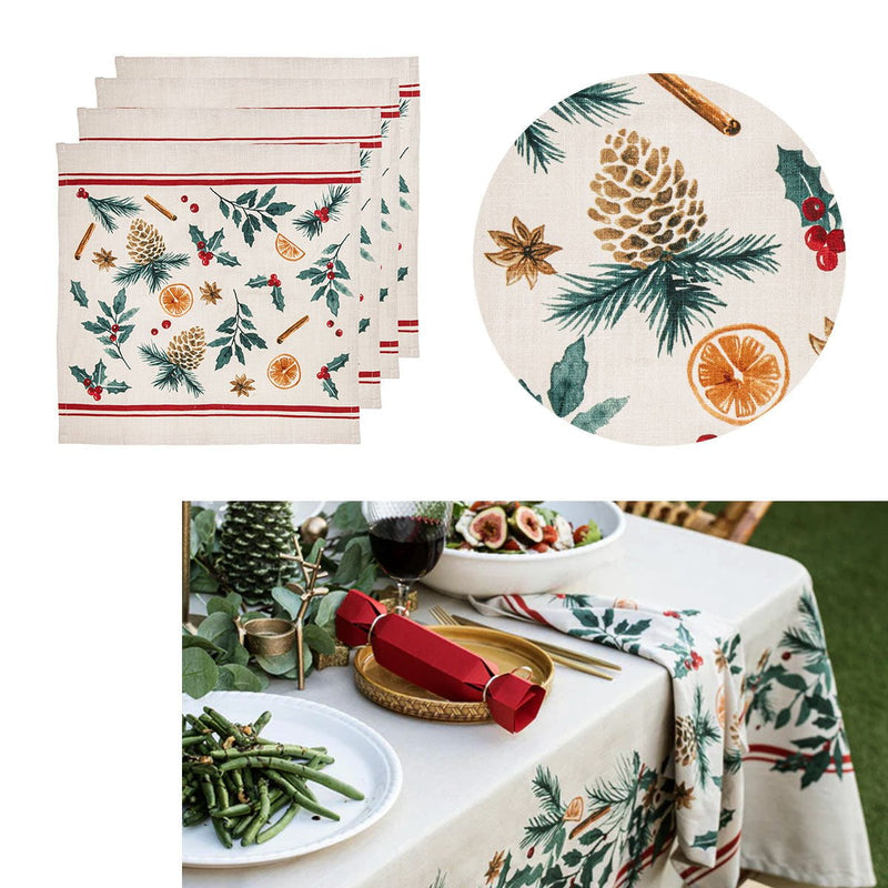 Ladelle Set of 4 Evergreen 100% Cotton Napkins 45 x 45 cm