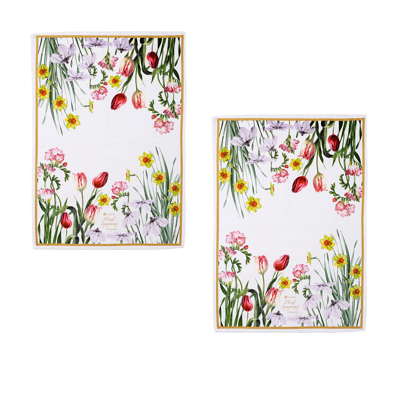 Ashdene Set of 2 Floral Symphony Cotton Kitchen Tea Towels 50 x 70 cm