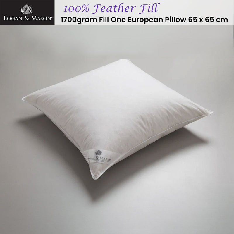 Logan and Mason 1700gsm 100% Feather Fill One European Pillow 65 x 65 cm