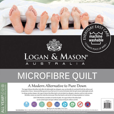 Logan and Mason 350GSM Microfiber Quilt with Cotton Cover Single