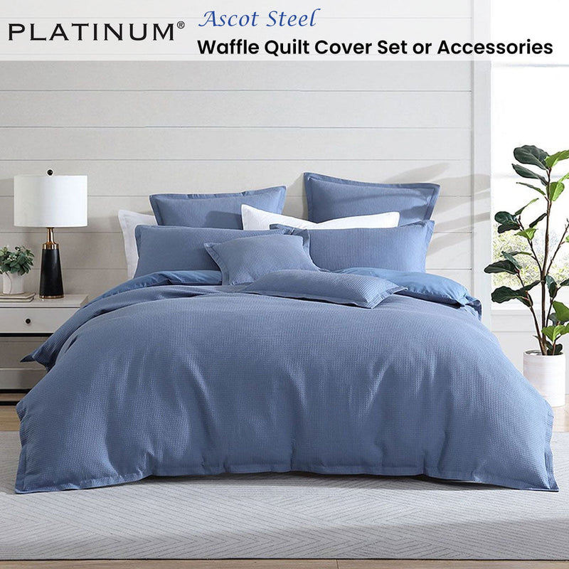 Platinum Collection Ascot Steel Waffle Quilt Cover Set King