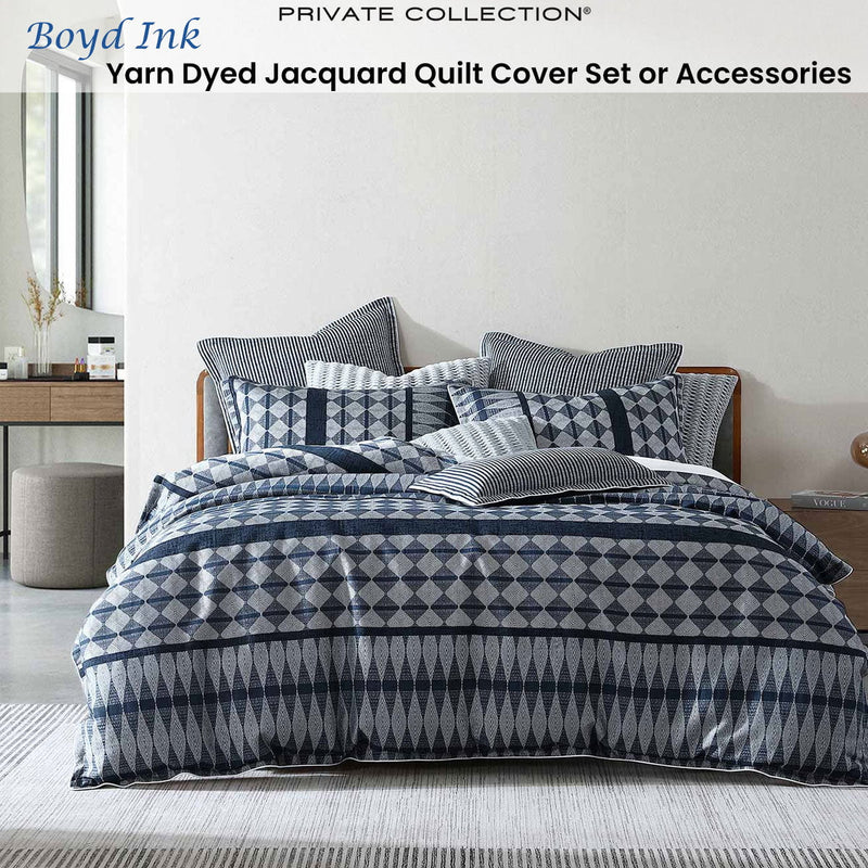 Private Collection Boyd Ink Yarn Dyed Jacquard Quilt Cover Set Queen