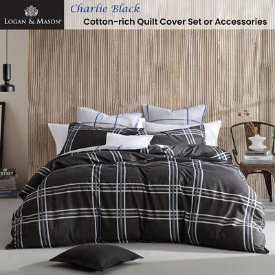 Logan and Mason Charlie Black Quilt Cover Set King