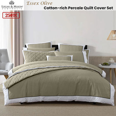 Logan and Mason Essex Olive Cotton-rich Percale Print Quilt Cover Set Super King