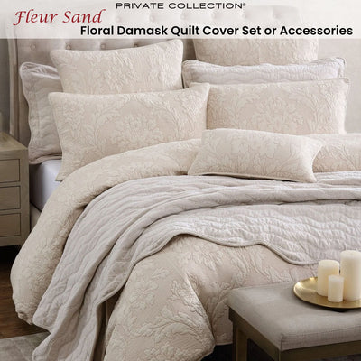 Private Collection Fleur Sand Cotton Rich Jacquard Quilt Cover Set King