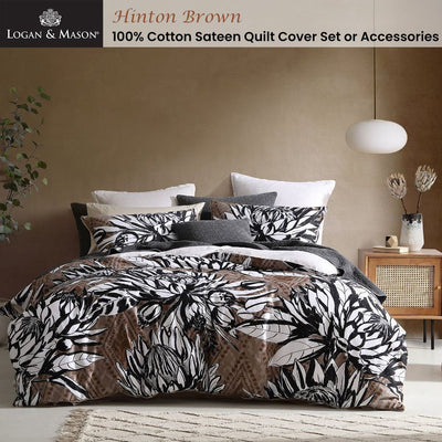 Logan and Mason 250TC Hinton Brown Cotton Sateen Quilt Cover Set Super King