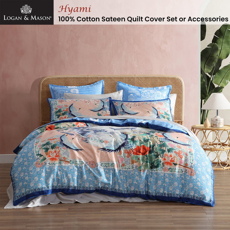 Logan and Mason 250TC Hyami Multi Cotton Sateen Quilt Cover Set Queen