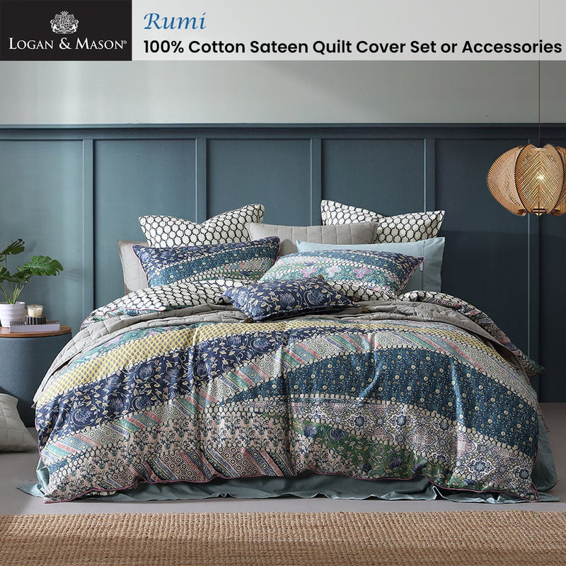 Logan and Mason 250TC Rumi Multi Cotton Sateen Quilt Cover Set Queen